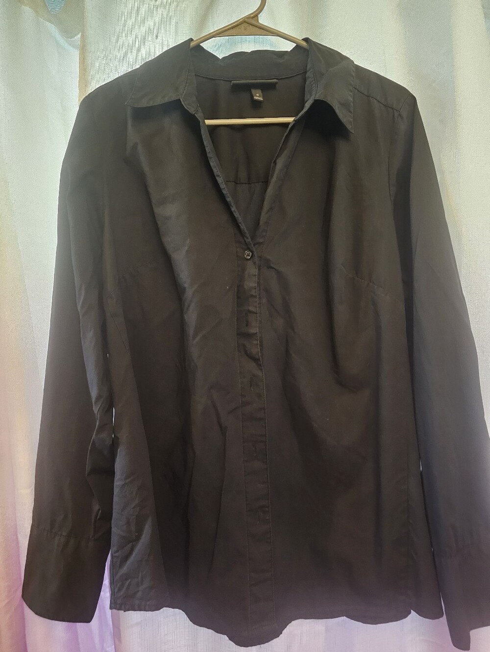Lane Bryant Black Long-Sleeve Button-Up Shirt